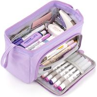 Pencil Case Large Capacity Pencil Pouch Handheld Pen Bag Cosmetic Portable Gift for Office School Teen Girl Boy Men Women Adult, Purple, Pencil case