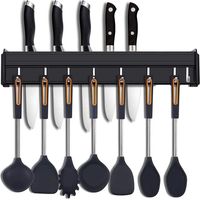 Kitchen Utensil Holder with Hooks, Wall Mounted Kitchen Utensil Rack, Kitchen Wall Mounted Pot Holder for Knives, Wall Hanging Pot Holder for Hanging Cooking Utensils
