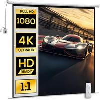 Telo Proiettore Motorizzato da 120" con Telecomando, in Plastica e Metallo, 236.5x8x236.5 cm, Bianco