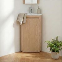 Mob-In – Meuble lave-mains d'angle SORRENTO – Vasque en résine sans trop-plein – Dimensions compactes L35xH88xP35 cm – Installation simplifiée