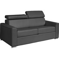 Canapé 3 places convertible express en cuir de buffle gris - Couchage 140 cm - Matelas 22 cm avec mémoire de forme - VIZIR