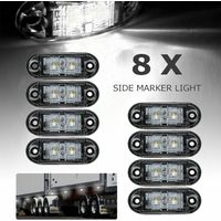 FOREHILL 8 luci di posizione laterali a LED, luci di posizione anteriori e posteriori, 12 V 24 V universali per rimorchi, camion, roulotte, furgoni, autobus, trattori, bianche, 12 V