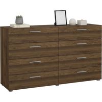 Buffet Phethai, Buffet 8 Tiroirs, Ouverture Coulissante, 40x140x81.7h cm Noyer Marron