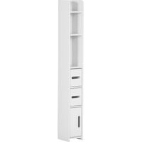 Columna Baño con 3 Puertas y 3 Estantes Mueble Auxiliar Alto de Estilo Moderno 15x17x120cm Blanco