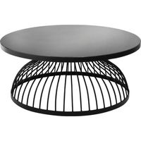 Table basse en bois coloris noir en verre - D. 90 x H. 38 cm -PEGANE-