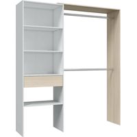 Garderobe Miramar, Struktur für begehbaren Kleiderschrank, Offener Kleiderschrank ohne Türen, Begehbarer Kleiderschrank, cm 158x40h187, Weiß und Eiche