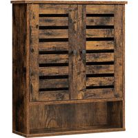 Songmics – Armoire murale salle de bain marron rustique – Compartiment ouvert – Étagère réglable en hauteur – 60 x 20 x 70 cm – Panneau d’aggloméré