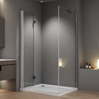 WDWRITTI Duschkabinen Falttür 120x80 cm Eckeinstieg mit Seitenwand Drehfalttür Dusche 120cm mit Seitenteil 80cm rahmenlos Eckdusche 6mm NANO Beschichtung Sicherheitsglas, Falttüren Duschwand Höhe 195c