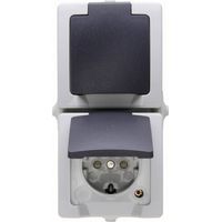 Kopp 136956008 Interruttore per ambienti umidi Presa schuko con coperchio ribaltabile Nautic Grigio 1 pz.