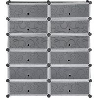 Mobile Scarpiera Modulare Salvaspazio 12 Cubi Acciaio PP Nero Bianco 45x35x16 cm