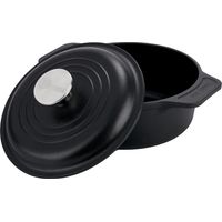 Victoria 31114 Cocotte Induction Fonte Assaisonnée 20 cm, Dutch Oven 1,9L, Sans PTFE et PFOA Noir