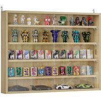Vitrina de Pared con Estantes Ajustables y 2 Puertas Correderas de Cristal 80x9,5x60 cm Roble