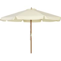 3.3(m) Patio Umbrella, Garden Parasol, Outdoor Sun Shade Canopy with 8 Bamboo Ribs, Ruffles and Wood Pole, Beige