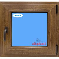Eco-Blu – Fenêtre PVC H600 mm X L600 mm – Chêne doré – Oscillo-battante – Verre dépoli – Isolation thermique Uf 1.3 W/m²k