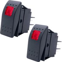 CCYKXA 2-teiliger beleuchteter Kippschalter für Boote, 12 V, 20 A, 5-polig, Ein/Aus mit roter LED, Offroad-Auto-Druckknopfschalter