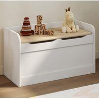 Banco de almacenaje infantil LOGAN de 60 cm en madera blanca y haya