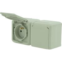 Presa doppia Forix con/senza 16A IP44 con sportellini, grigia 782397