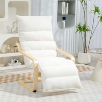 Lounge-Sessel aus Birkenholz, Polstersessel, verstellbare Fußstütze, Weiß