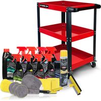 Chariot de Servante 3 Étages sur Roulettes BMTOOLS et Kit Nettoyage Auto Complet 21 Pièces Citron DUNLOP (Shampoing, Micro, ...)
