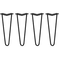 4 x 14" Hairpin Legs - 2 Prong - 10mm - Black