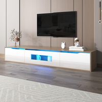 Mobile TV 180 cm, con illuminazione LED a colori cambiabili, porte pieghevoli, laccato, mobile TV sospeso, stile moderno - bianco
