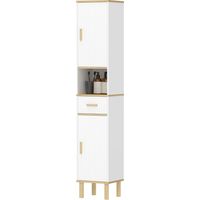Armadietto 172 cm Mobile Bagno avec Cassetto Ripiani Regolabili Blanc