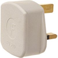 Dencon 3 Pin Rubber Plug 13A - White, British Standard