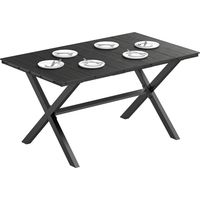 Tavolo da giardino nero per 6 persone con piano a doghe in HDPE e struttura in metallo, 150 x 90 x 74 cm
