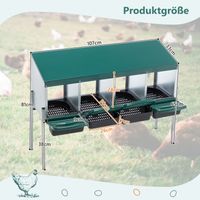 Caisse de nidification pour poules avec 4 compartiments de nidification et pieds, incluant un couvercle pour l'extérieur (poulailler / basse-cour), couleur : Vert