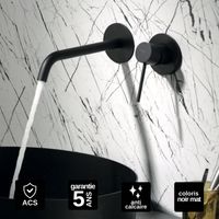 Robinet Mitigeur Lavabo Encastré Salle de Bain noir mat – Anti-Calcaire – Design moderne - MILOS IMEX