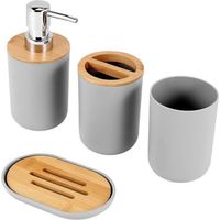 Ensemble d'accessoires de salle de bain - ® - Distributeur de savon - Flacon - Porte-savon - Gris