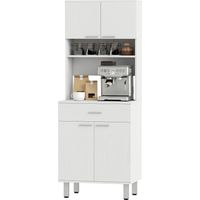 Crédence Alta da Cucina Madia Classica Bianca en Legno 2 Armadietti 1 Mensola 60x40x160cm