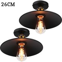 Pendelleuchte Industriell Vintage Hängelampe mit Ø26cm Lampenschirm Kronleuchter Art Edison Lampe E27 für Loft Wohnzimmer Esszimmer Schwarz 2PCS