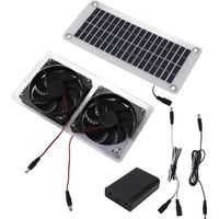 Kit ventilatore da 50 W con pannello solare e doppia uscita d'aria per pollaio o serra da esterno.