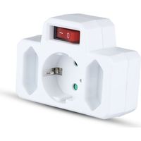 Adaptateur multiprise V-TAC avec 3 prises frontales, 2 x 10 A et une prise 10 A + Schuko avec interrupteur Schuko