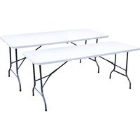 Hobag – Lot de 2 tables pliantes 180 cm – 8 places – Structure acier époxy – Plateau PEHD – Charge max 150 kg – Poids 13 kg