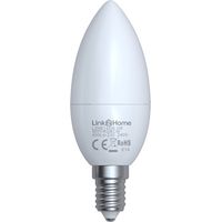 Link2Home L2HE145W Wi-Fi LED SES (E14) Opal Candle Dimmable Bulb, White + RGB 400 lm 5W LTHE145W
