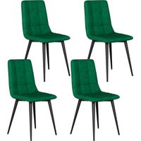 Velvet Dining Chairs Set of 4 Modern Upholstered kitchen Chairs Dining Room Chair Max.180kg Metal Legs Padded Seat Backrest for Living Room Bedroom Green