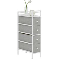 Cómoda con 4 Cajones de Tela Marco de Acero Cómoda para Dormitorio para Espacios Pequeños Salón Vestidor Gris Claro