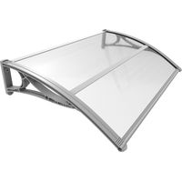 Vounot – Marquise auvent porte d'entrée 120x80cm – Polycarbonate 6mm anti-UV – Cadre en PPO renforcé aluminium – Résistante aux intempéries