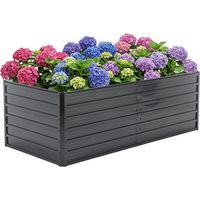Hochbeet aus Metall 190x90x64 cm, großes Pflanzbeet mit offenem Boden, rostbeständig für Gemüse & Blumen – Schwarz