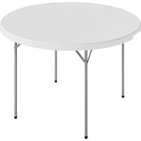 Table pliante ronde camp en métal HDPE 120x120x74 cm blanc