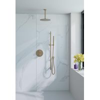 FugaFlow Eccelente Acces Ensemble de douche de pluie encastré - rond - thermostatique - bras de plafond - barre coulissante - pomme de tête 25cm -