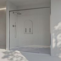 SOULBATH Paroi de douche 2 coulissantes + 2 fixes, sans profilé inférieur, verre de sécurité 6 mm anticalcaire, 179 à 183cm x 195cm H, Argenté