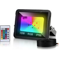 Jiubiaz RGB LED Strahler mit Fernbedienung, 30W RGB LED Flutlicht, 16 Farben & 4 Modi, IP66 LED Außenstrahler für Garten & Terrasse