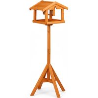 Relaxdays Vogelfutterhaus mit Ständer, Futtersilo, Garten & Terrasse, Wildvögel füttern, Vogelhaus, Tannenholz, orange