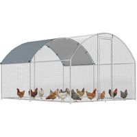 Pollaio per Galline da Esterno con Tetto Impermeabile e Serratura, in Acciaio Zincato, 2.8x3.4x1.9 m, Argento