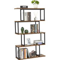 Meerveil Bücherregal, Standregal, mit Metallrahmen, 76x24x127.5cm, Braun