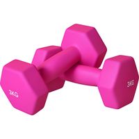 Lot de 2 haltères hexagonales - SPORTNOW - avec poignée antidérapante pour l'entraînement à la maison, 2 x 3 kg, rose