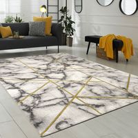 Paco Home Morbidi tappeti marmorizzati a pelo corto in grigio e oro per il soggiorno con motivi diversi 120x170 cm, Oro 4